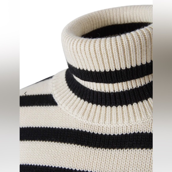 Toteme Wool Turtleneck Sweater Black and Cream Striped - size small - Picture 5 of 6